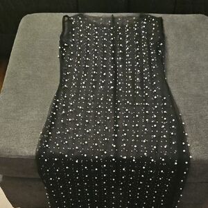 New Elegant Black Beaded Dress